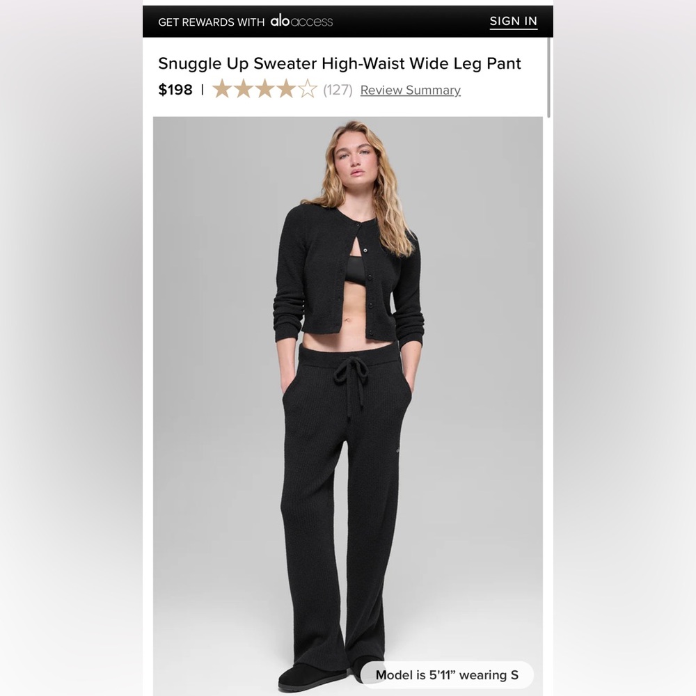 ALO Yoga Black Wide Leg Pants